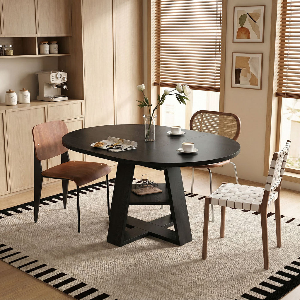 Modern Farmhouse Extendable Round-to-Oval Dining Table