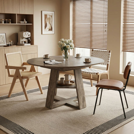 Extendable Farmhouse Dining Table with Base Shelf