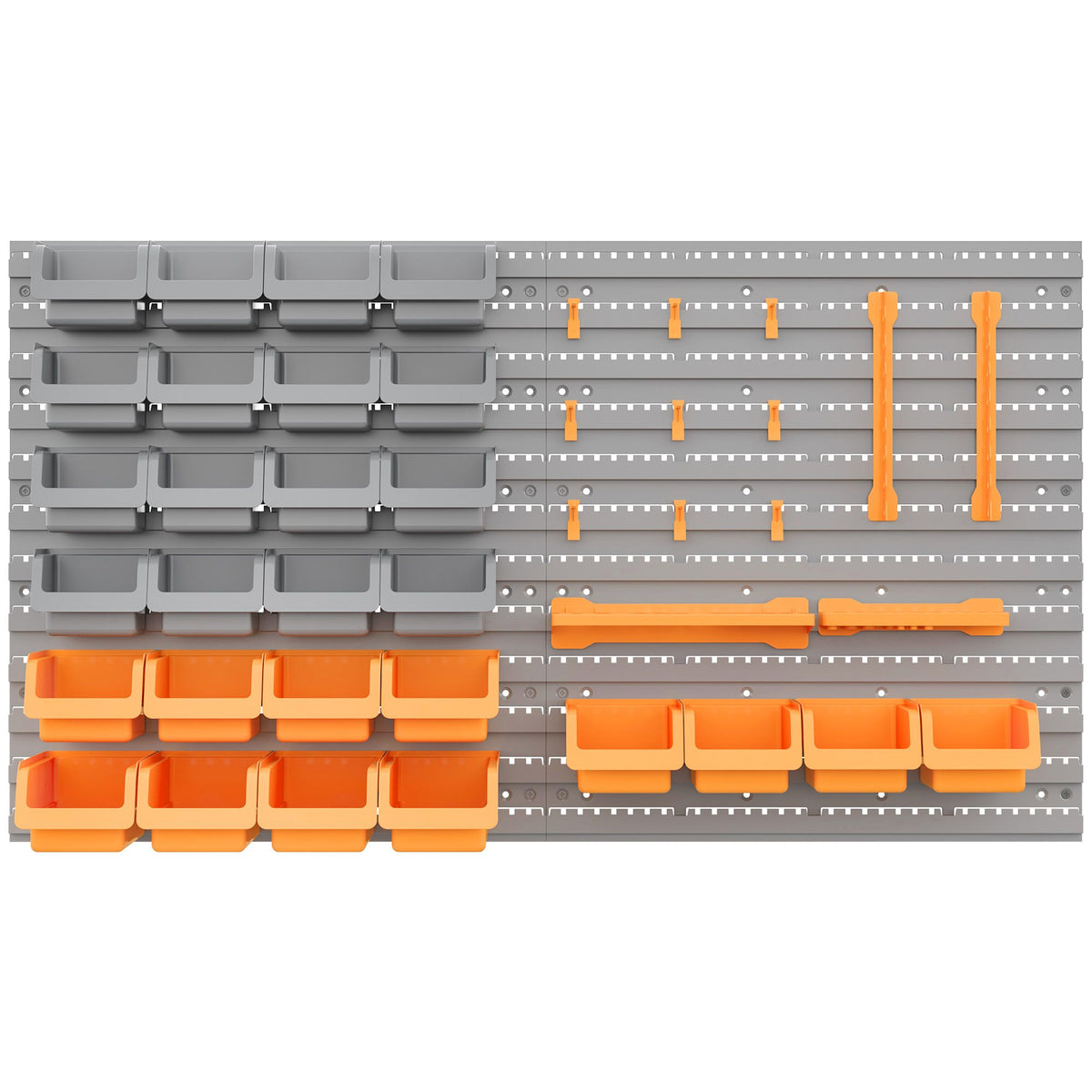 Orange 44-Piece Wall-Mounted Pegboard Tool Organizer with Bins and Hooks