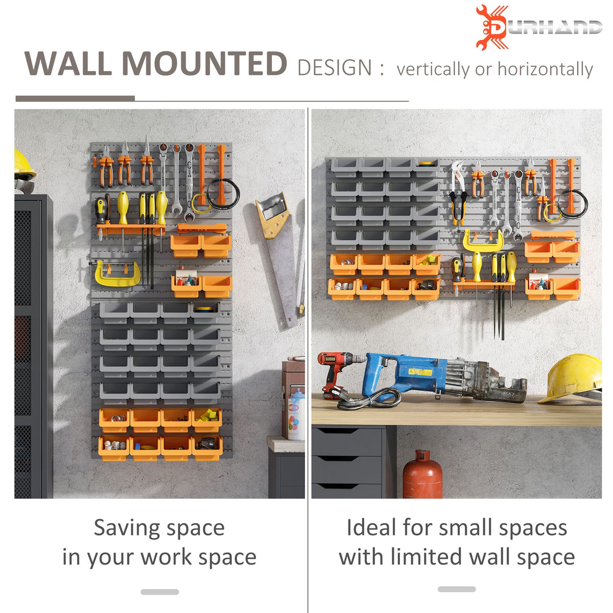 Orange 44-Piece Wall-Mounted Pegboard Tool Organizer with Bins and Hooks