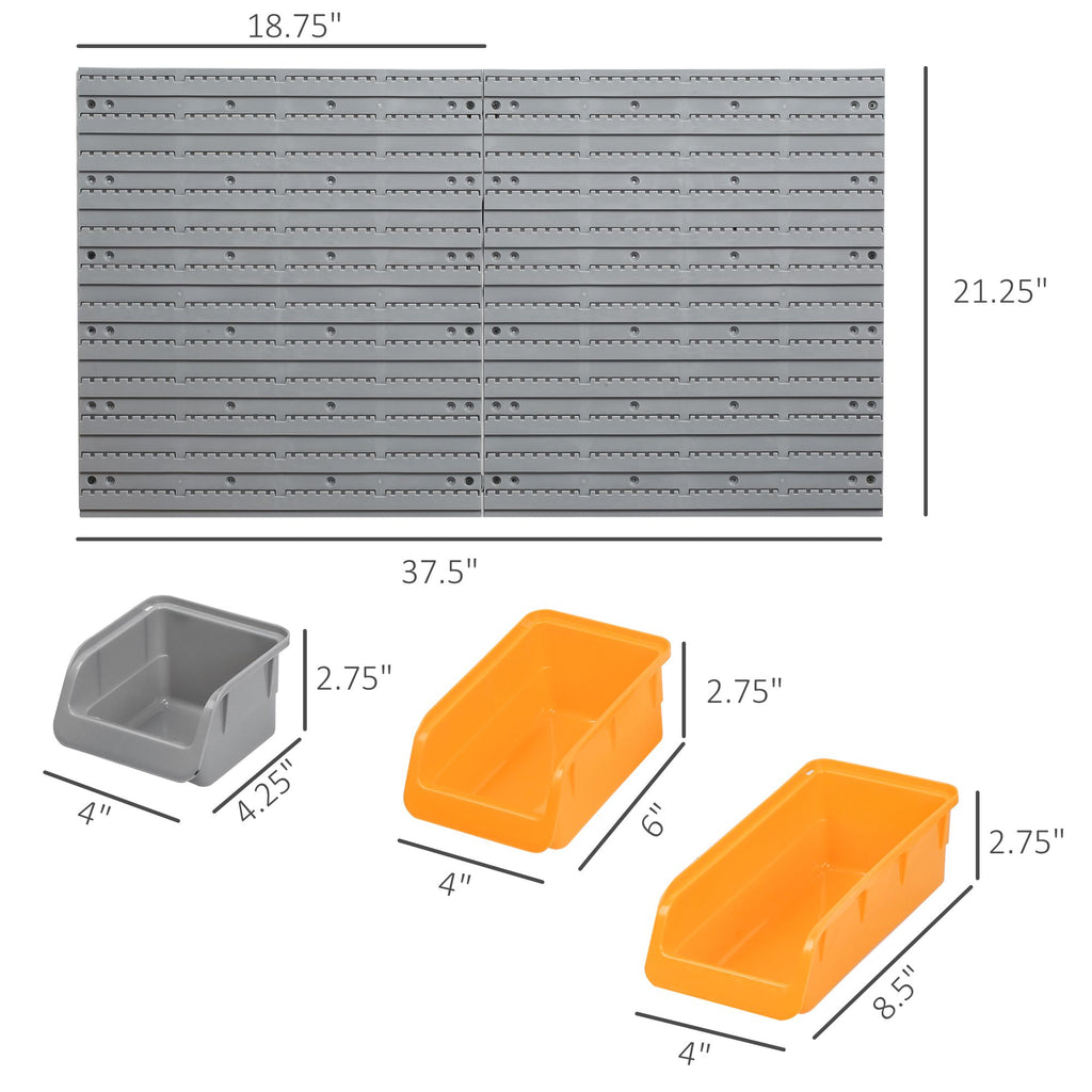 Orange 44-Piece Wall-Mounted Pegboard Tool Organizer with Bins and Hooks