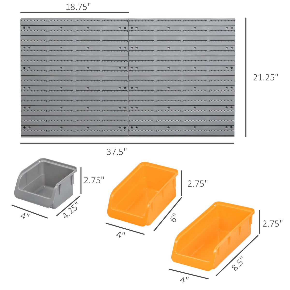 Orange 44-Piece Wall-Mounted Pegboard Tool Organizer with Bins and Hooks
