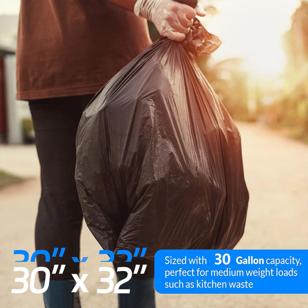 45-Pack 30-Gallon Puncture & Tear Resistant Trash Bags – Leak-Proof, Lemon Scented