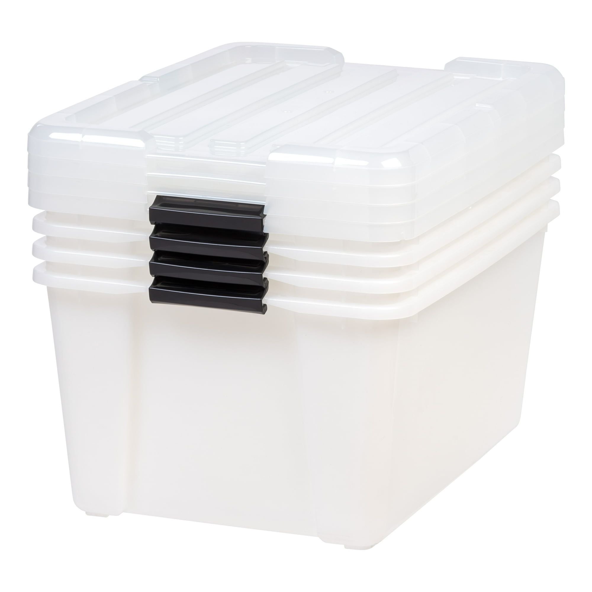45 Qt Plastic Storage Bins with Lids – 4-Pack Stackable Organizer Totes