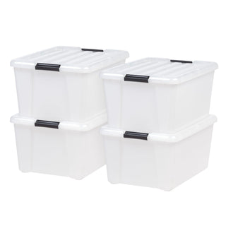 45 Qt Plastic Storage Bins with Lids – 4-Pack Stackable Organizer Totes