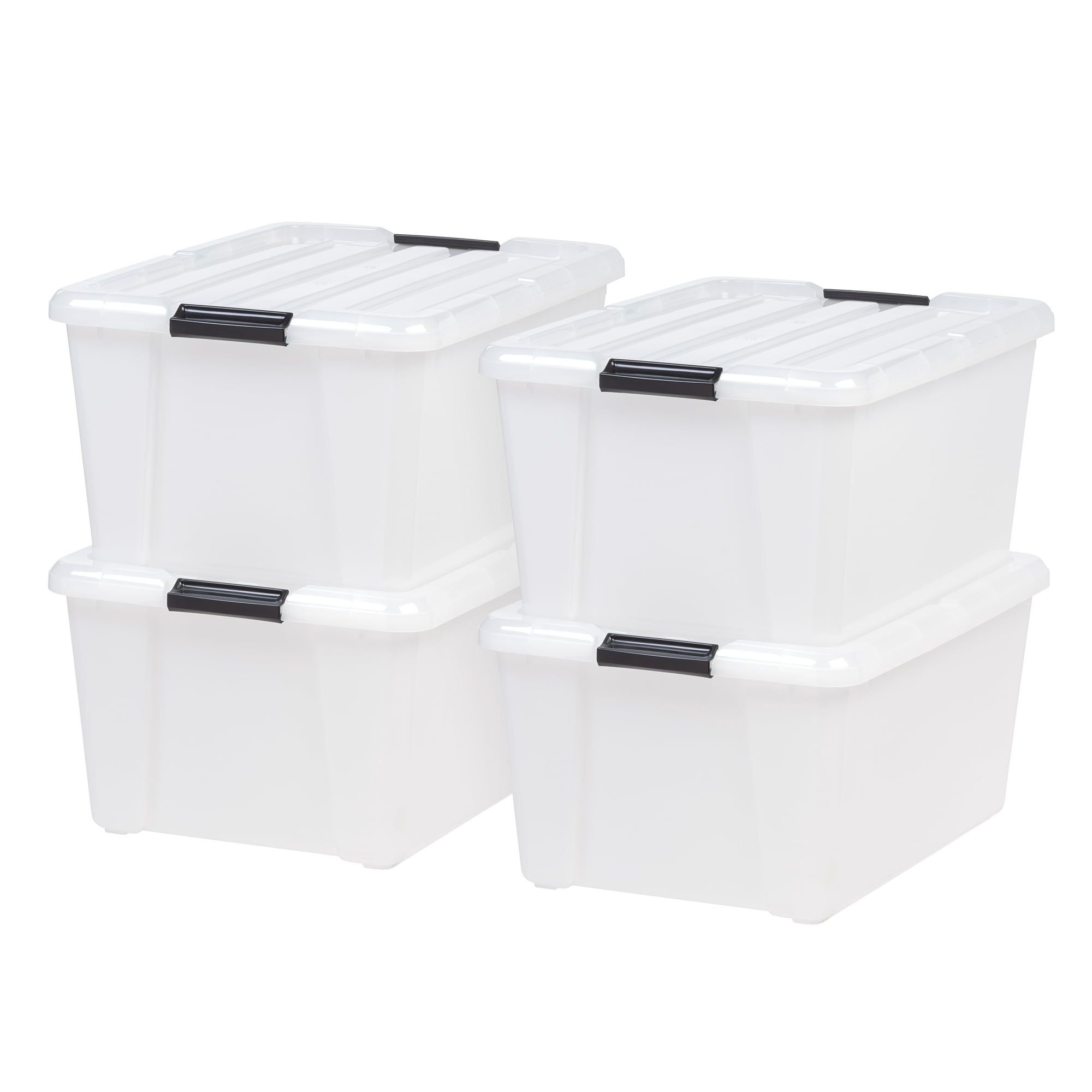 45 Qt Plastic Storage Bins with Lids – 4-Pack Stackable Organizer Totes
