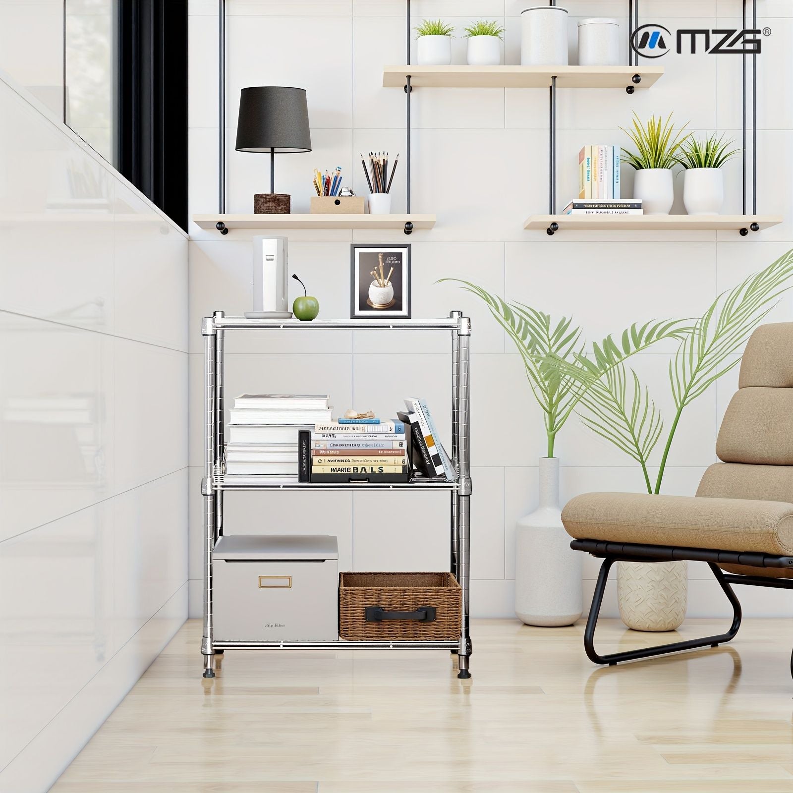 Adjustable 3-Tier Wire Storage Shelving Unit for Home and Office