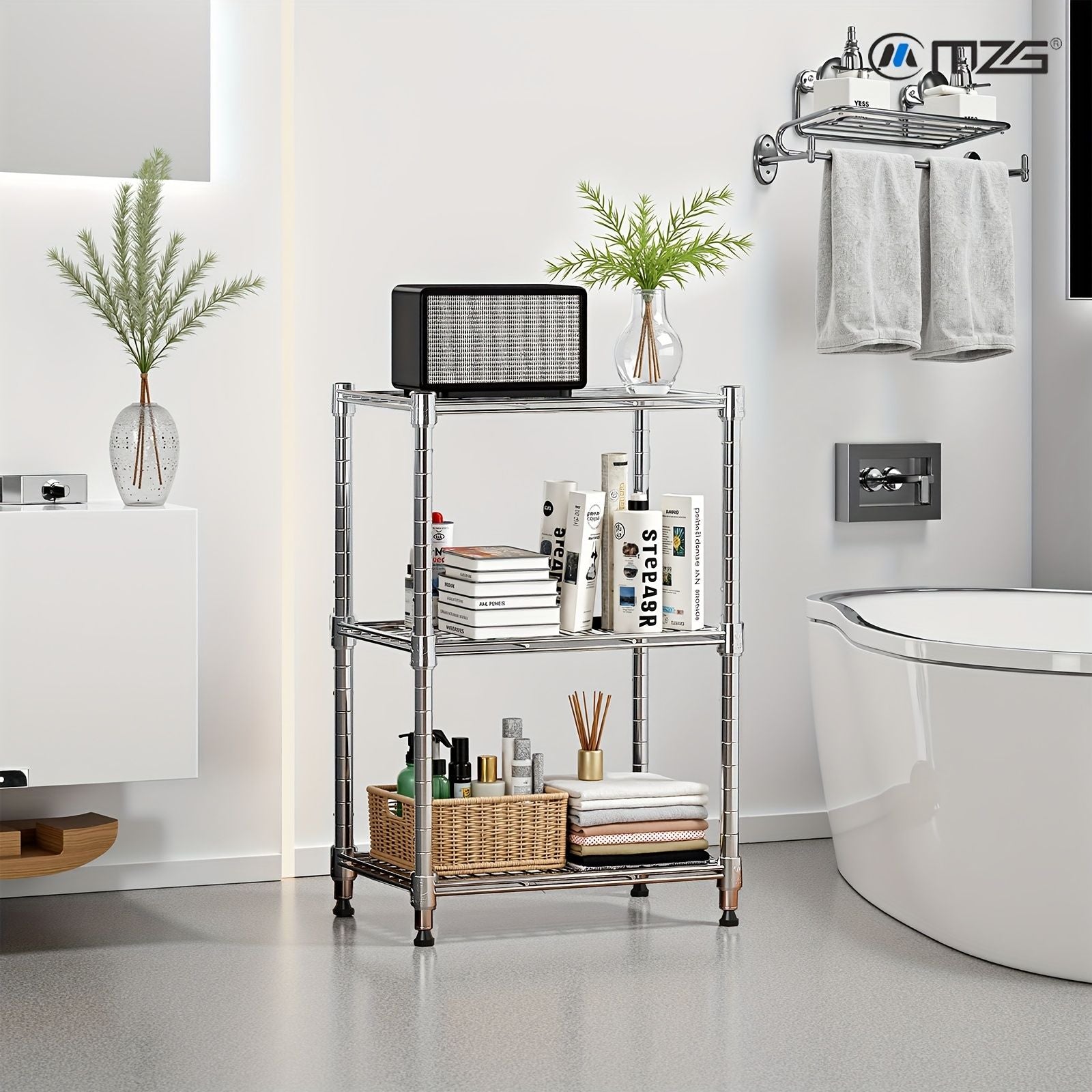 Adjustable 3-Tier Wire Storage Shelving Unit for Home and Office