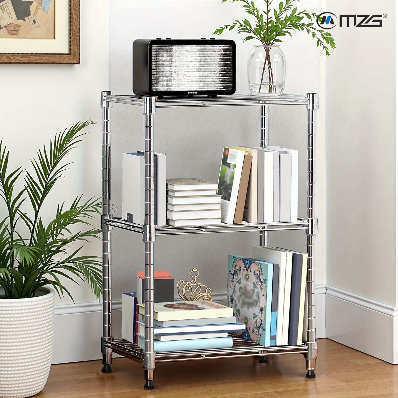 Adjustable 3-Tier Wire Storage Shelving Unit for Home and Office