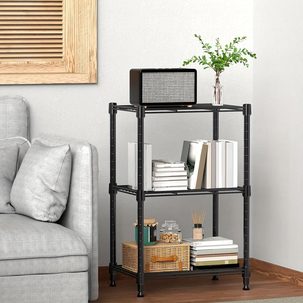 Adjustable 3-Tier Wire Storage Shelving Unit for Home and Office