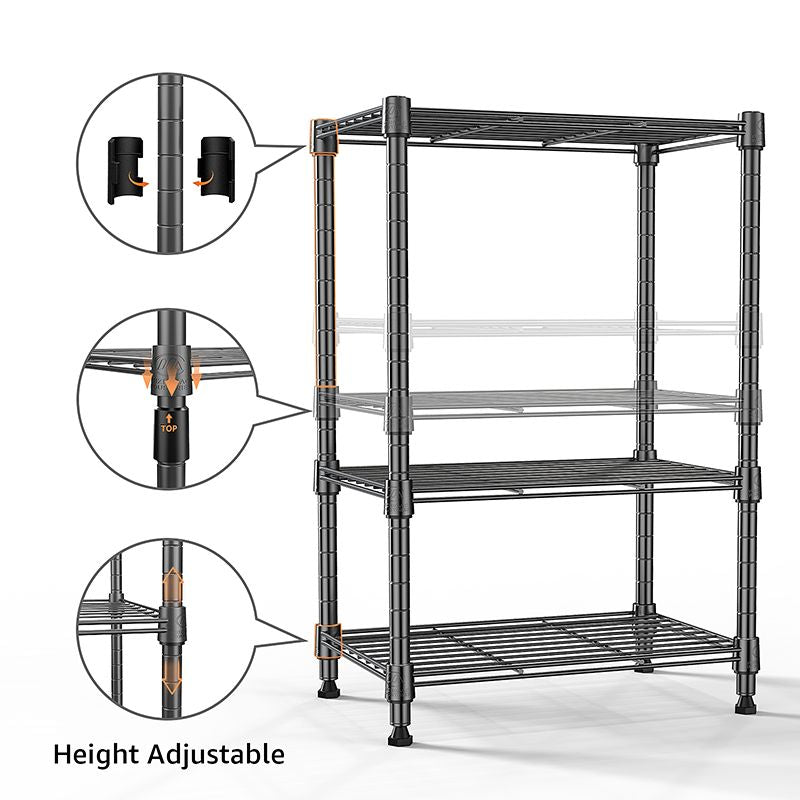 Adjustable 3-Tier Wire Storage Shelving Unit for Home and Office
