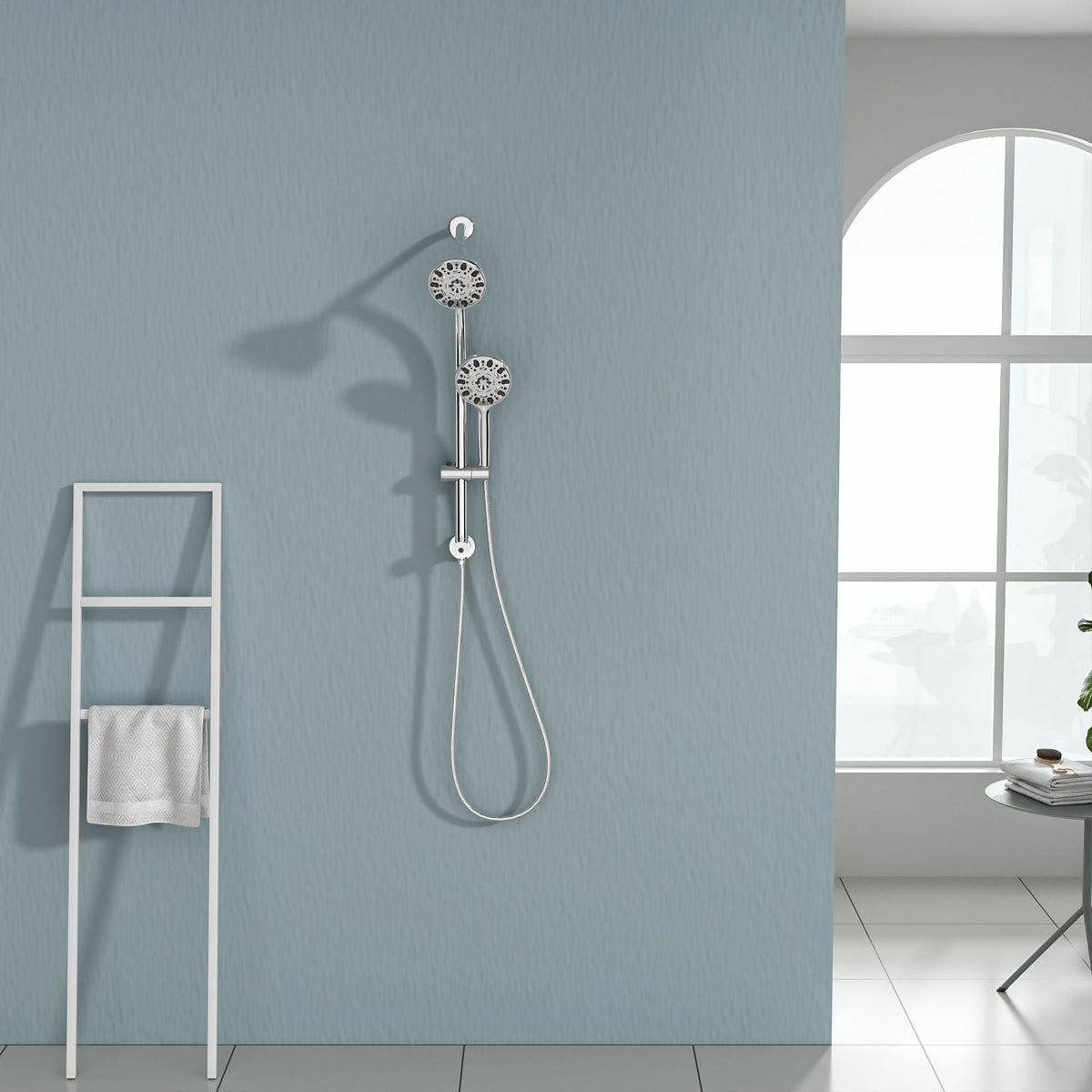 Dual Shower Head and Handheld Set with Slide Bar