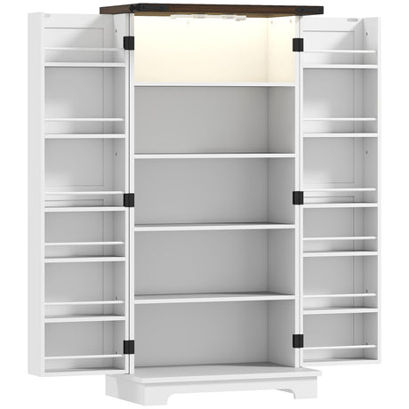 Farmhouse Pantry Cabinet with Motion-Activated LED Light
