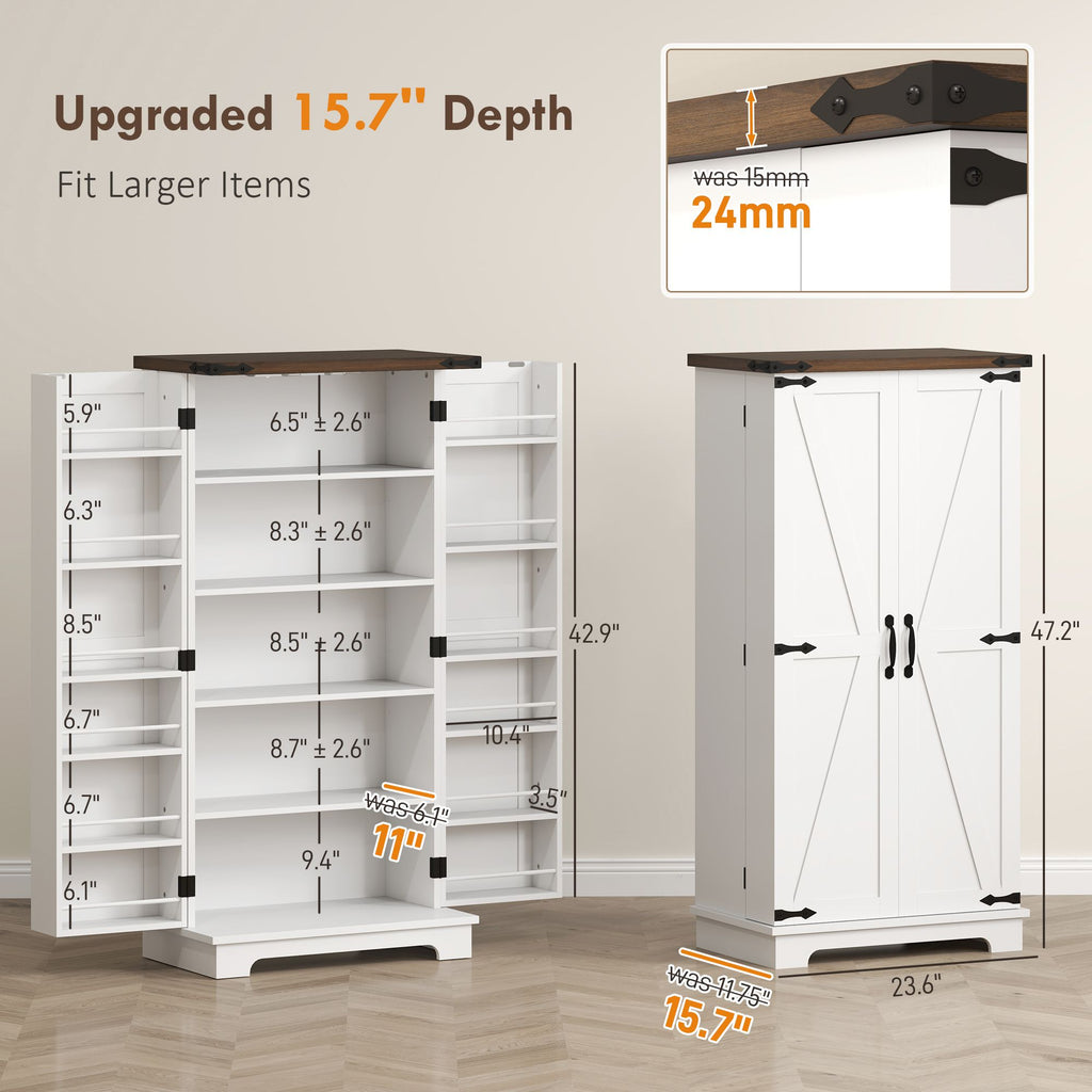 Farmhouse Pantry Cabinet with Motion-Activated LED Light