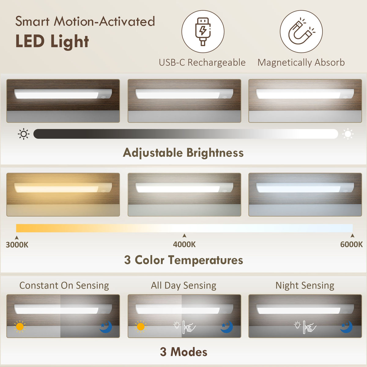 Farmhouse Pantry Cabinet with Motion-Activated LED Light