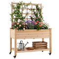 Mobile Raised Garden Bed with Trellis and Locking Wheels