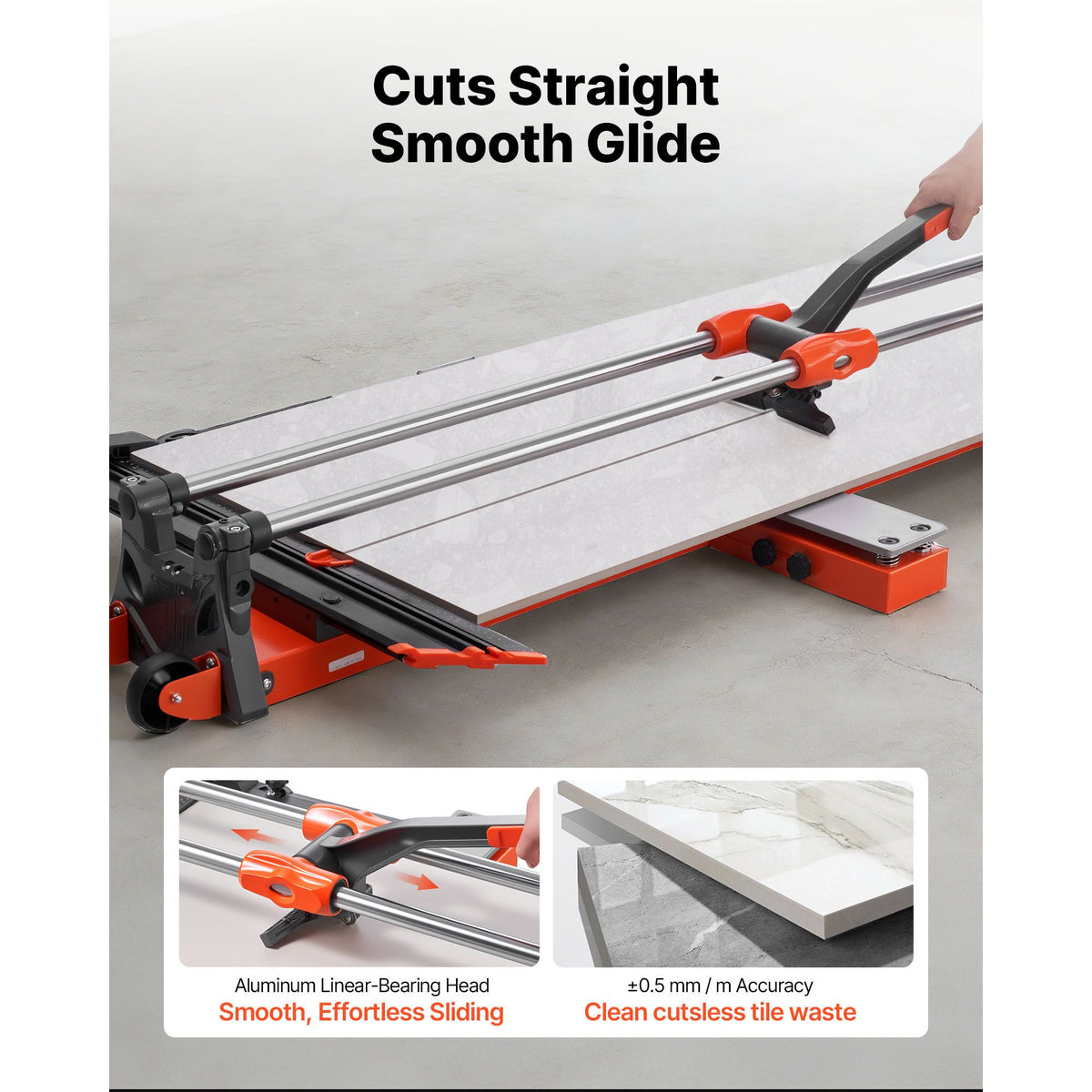 Manual Tile Cutter with Alignment Guide and Angle Fence