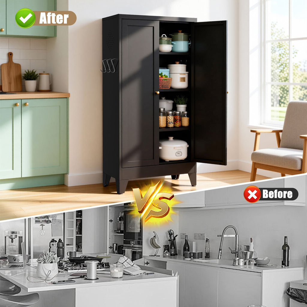 Freestanding Pantry Cabinet with Flexible Storage
