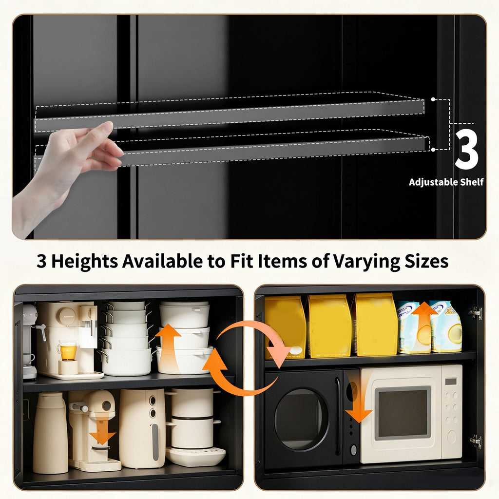 Freestanding Pantry Cabinet with Flexible Storage