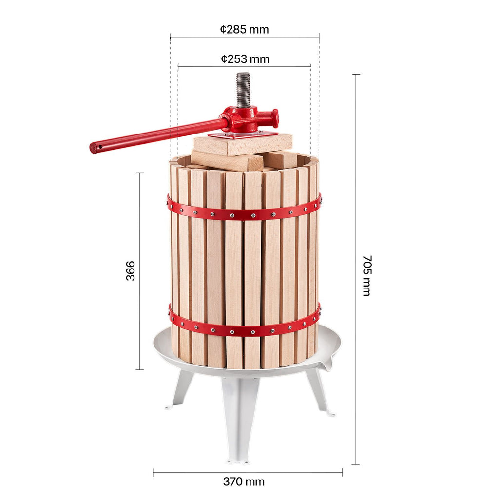 Premium 4.75 Gallon Fruit Wine Press - Solid Beechwood, Manual Juice Maker for Cider, Apple, Grape