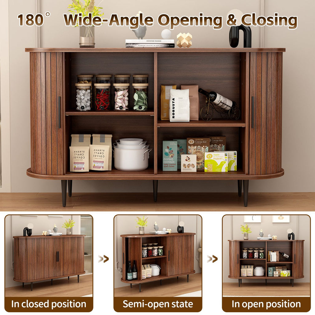 Modern Boho Fluted Sideboard with Sliding Tambour Doors