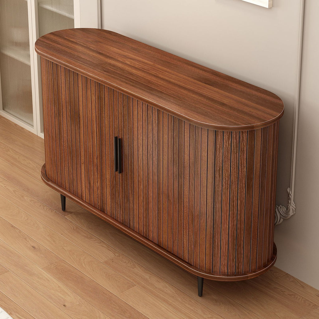 Modern Boho Fluted Sideboard with Sliding Tambour Doors