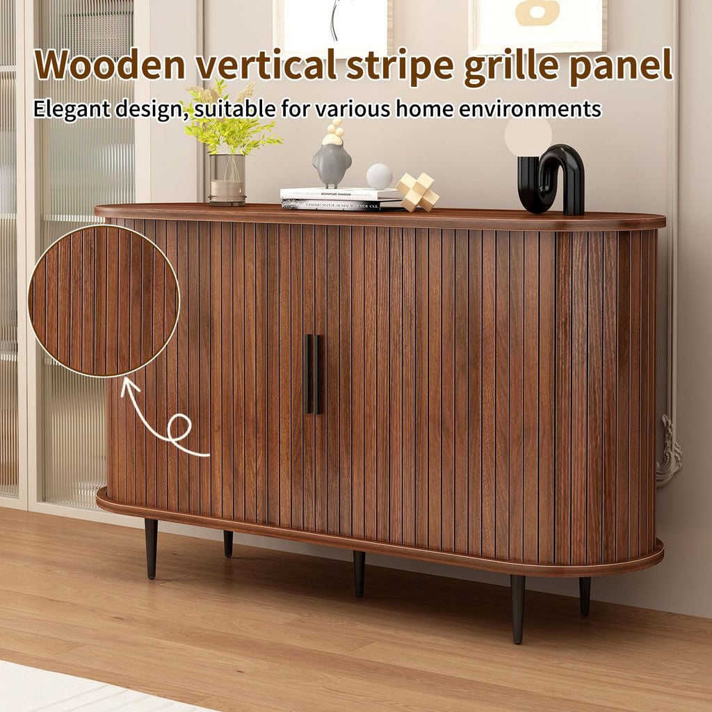 Modern Boho Fluted Sideboard with Sliding Tambour Doors