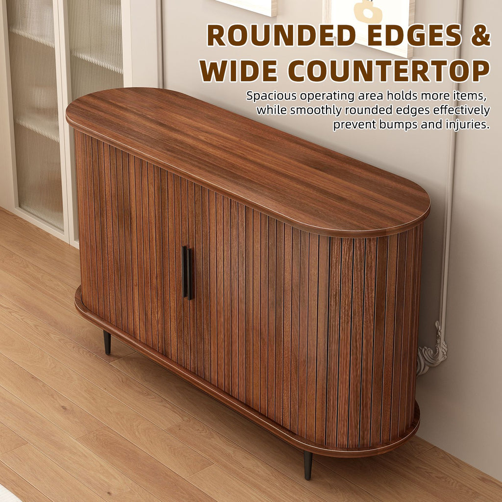 Modern Boho Fluted Sideboard with Sliding Tambour Doors