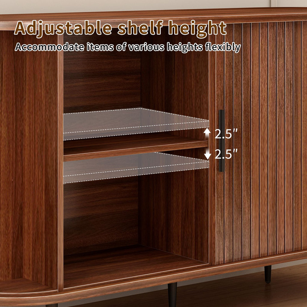Modern Boho Fluted Sideboard with Sliding Tambour Doors