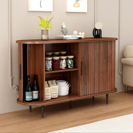 Modern Boho Fluted Sideboard with Sliding Tambour Doors