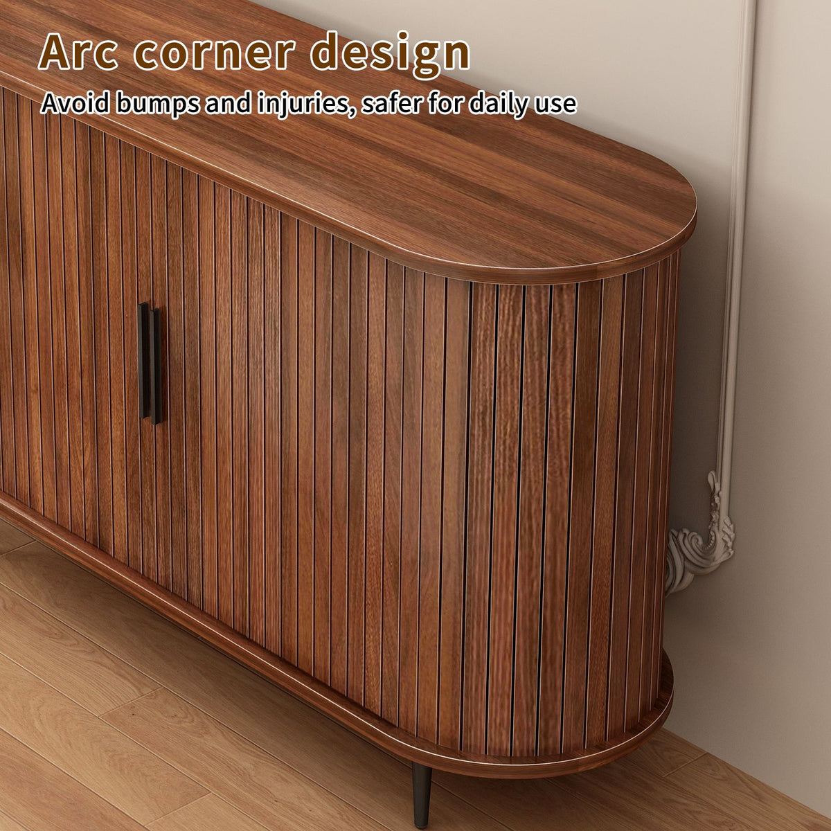 Modern Boho Fluted Sideboard with Sliding Tambour Doors