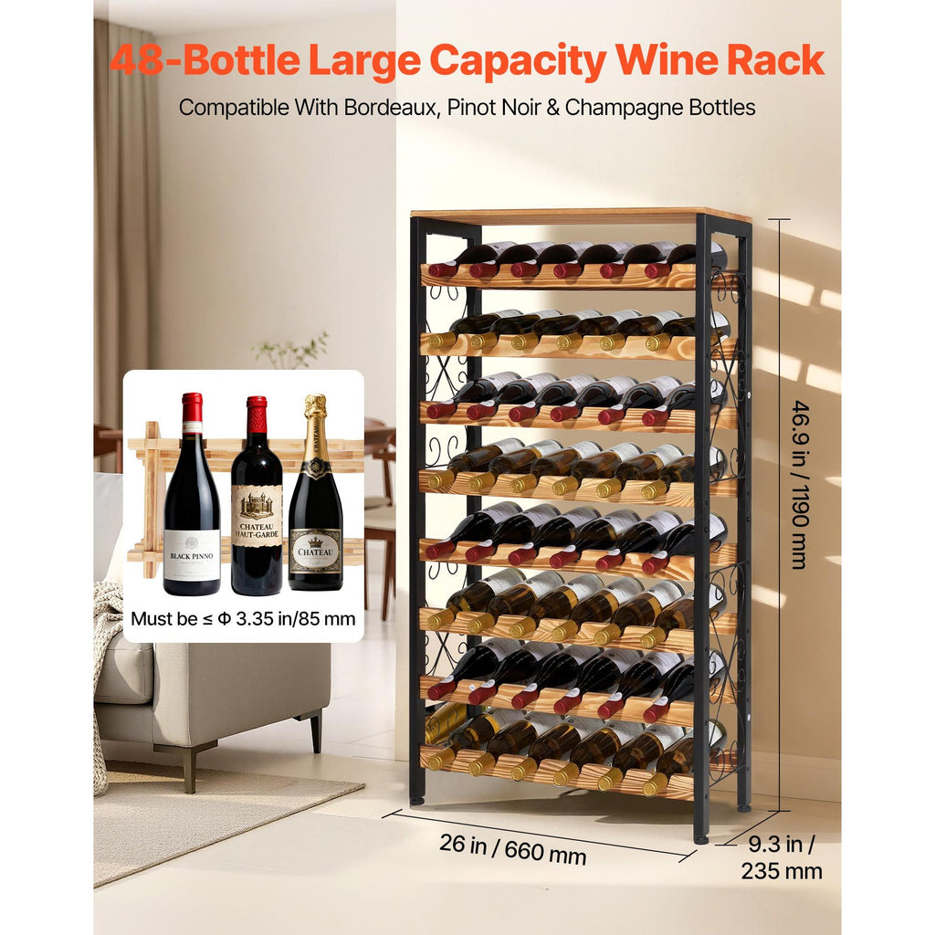 Freestanding Tiered Wine Rack With Display Top
