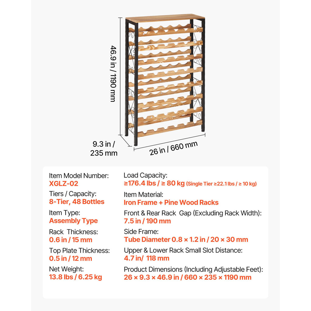 Freestanding Tiered Wine Rack With Display Top