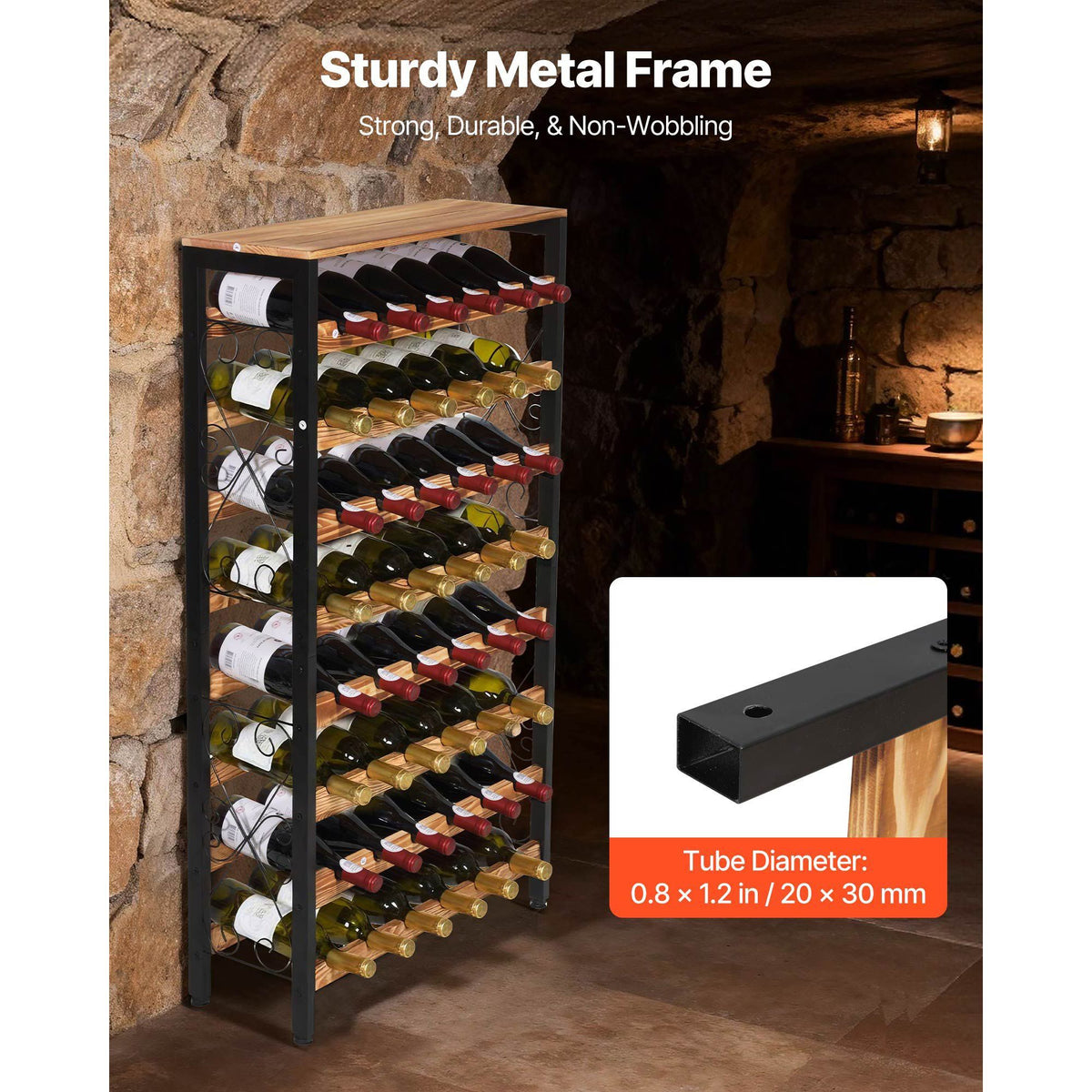 Freestanding Tiered Wine Rack With Display Top