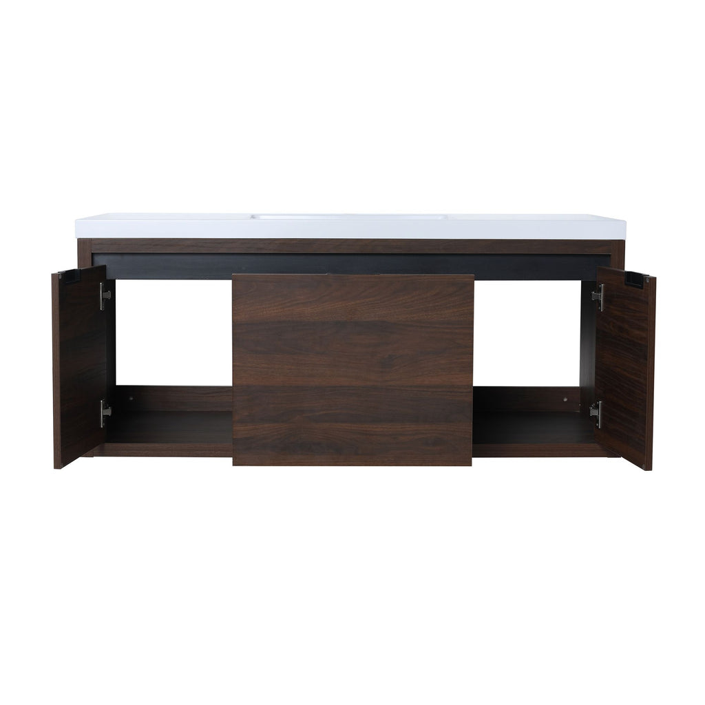 Contemporary 48 Floating Bathroom Vanity with Soft-Close Doors and Resin Sink