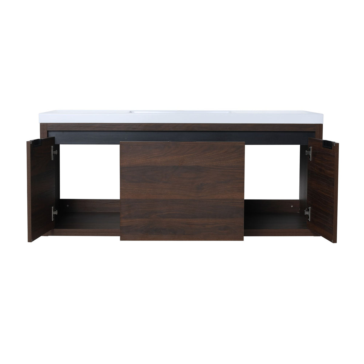 Contemporary 48 Floating Bathroom Vanity with Soft-Close Doors and Resin Sink
