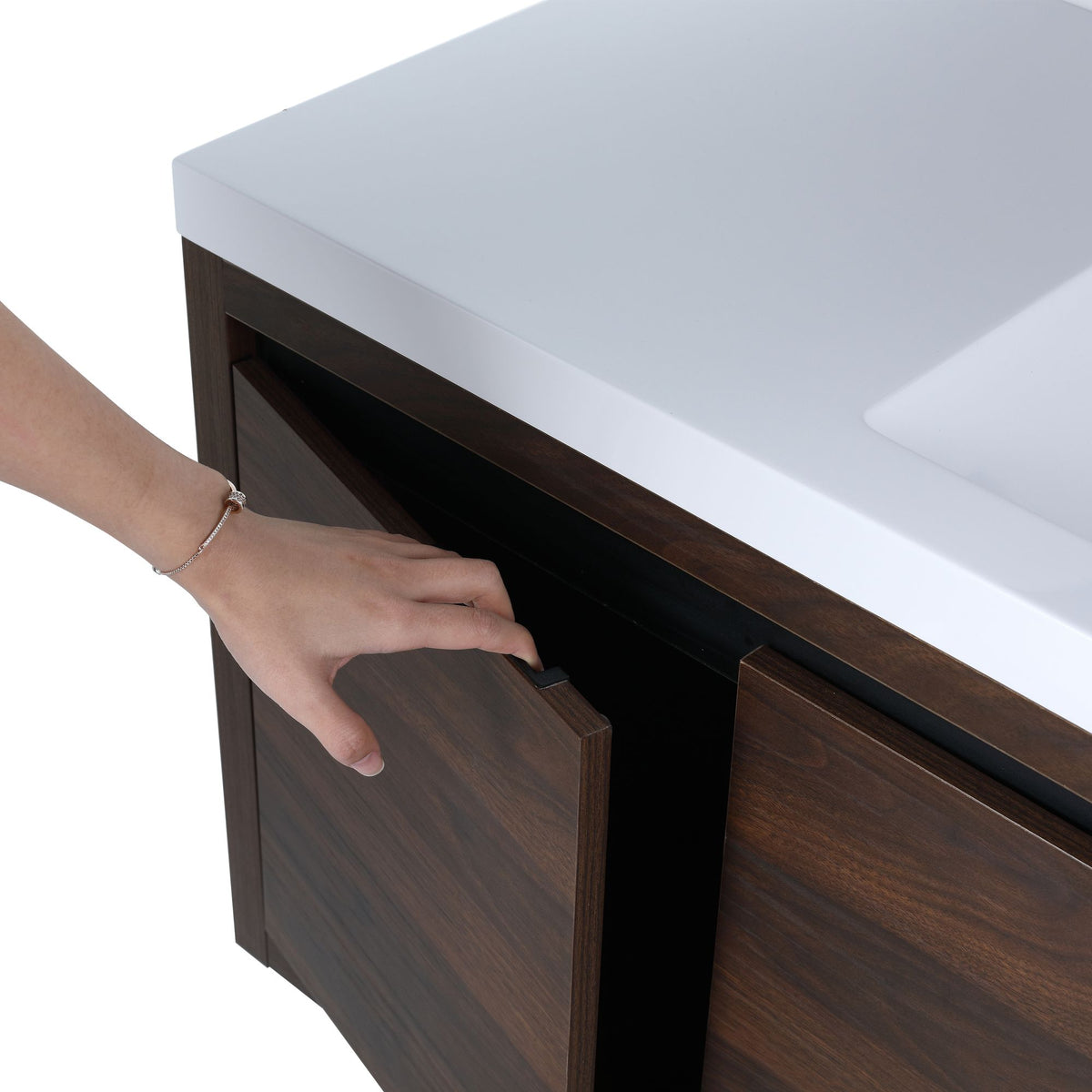 Contemporary 48 Floating Bathroom Vanity with Soft-Close Doors and Resin Sink