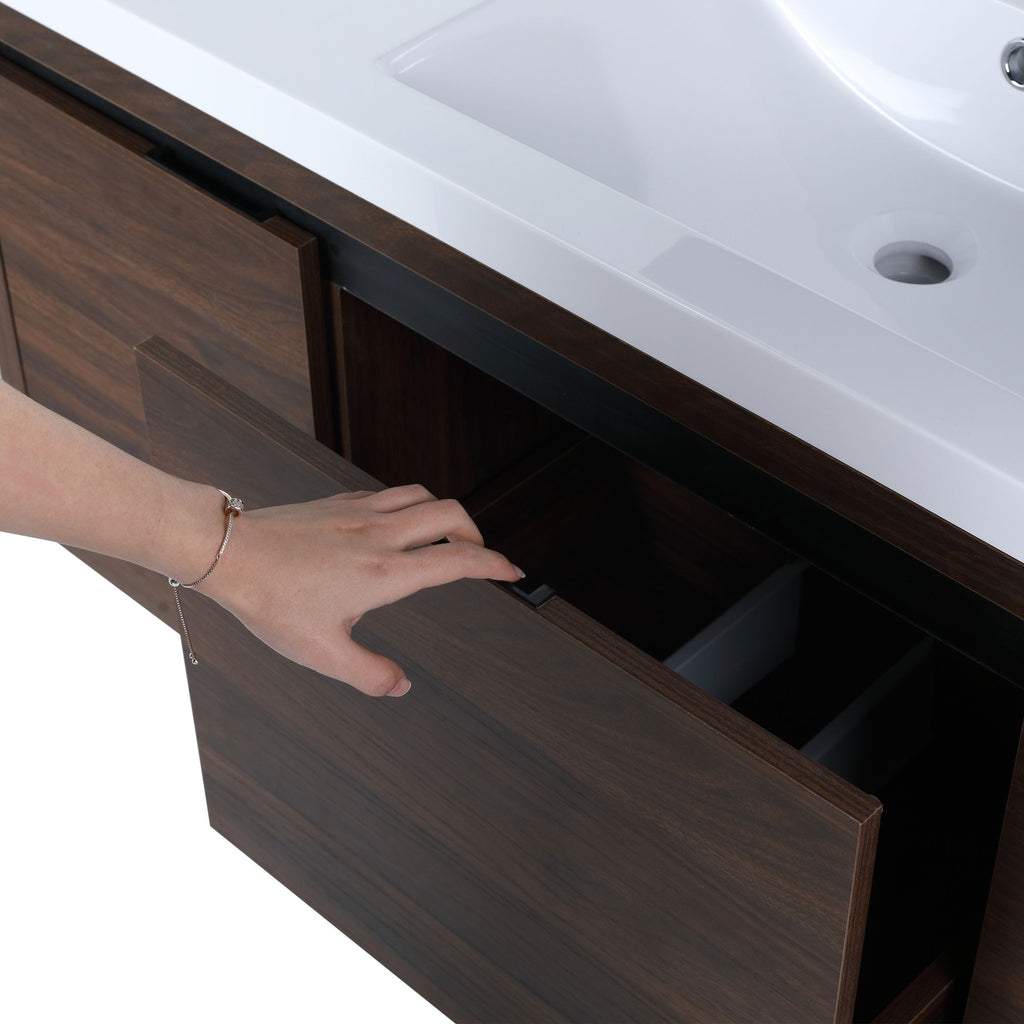 Contemporary 48 Floating Bathroom Vanity with Soft-Close Doors and Resin Sink