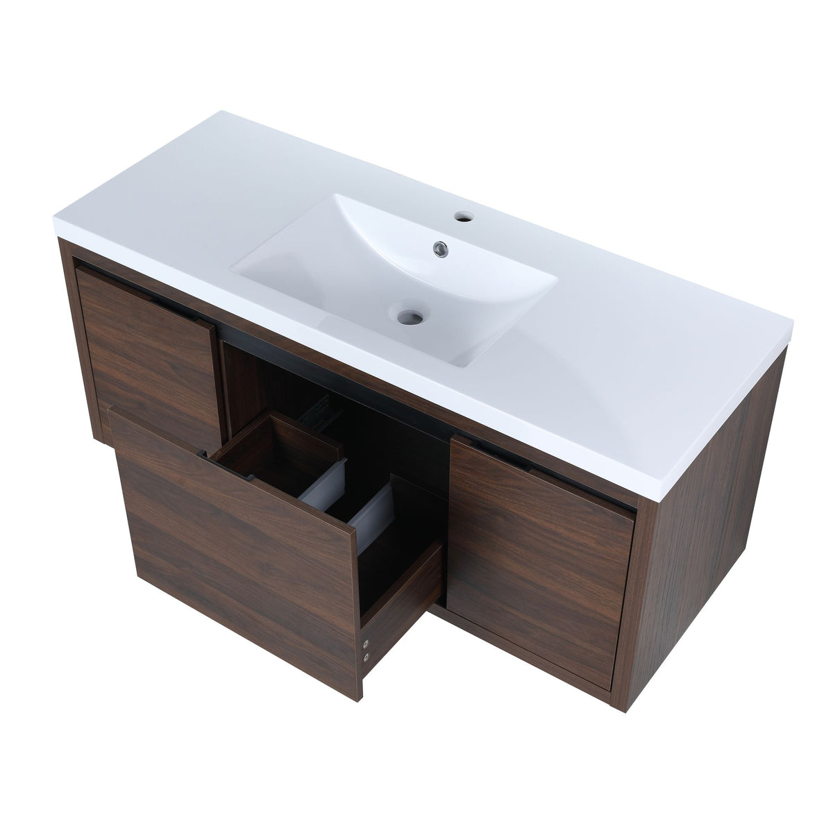 Contemporary 48 Floating Bathroom Vanity with Soft-Close Doors and Resin Sink