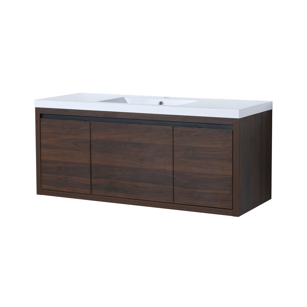Contemporary 48 Floating Bathroom Vanity with Soft-Close Doors and Resin Sink