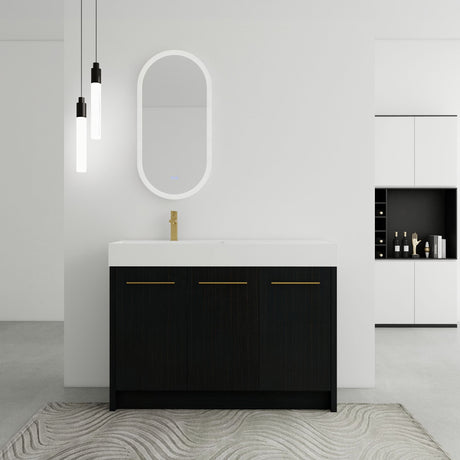 Contemporary Black Chestnut Vanity with Resin Sink