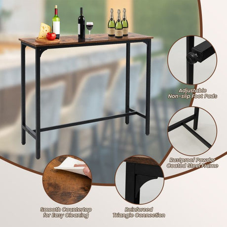 48- Industrial Pub Dining Table with Steel Frame