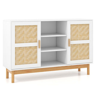 48- Sideboard Buffet Cabinet with Bamboo Woven Doors