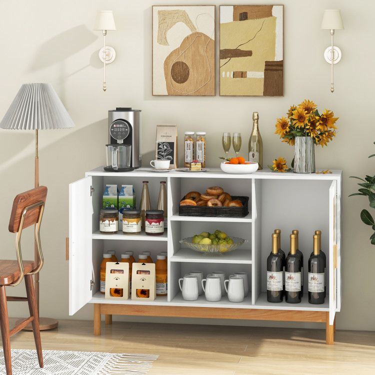 48- Sideboard Buffet Cabinet with Bamboo Woven Doors