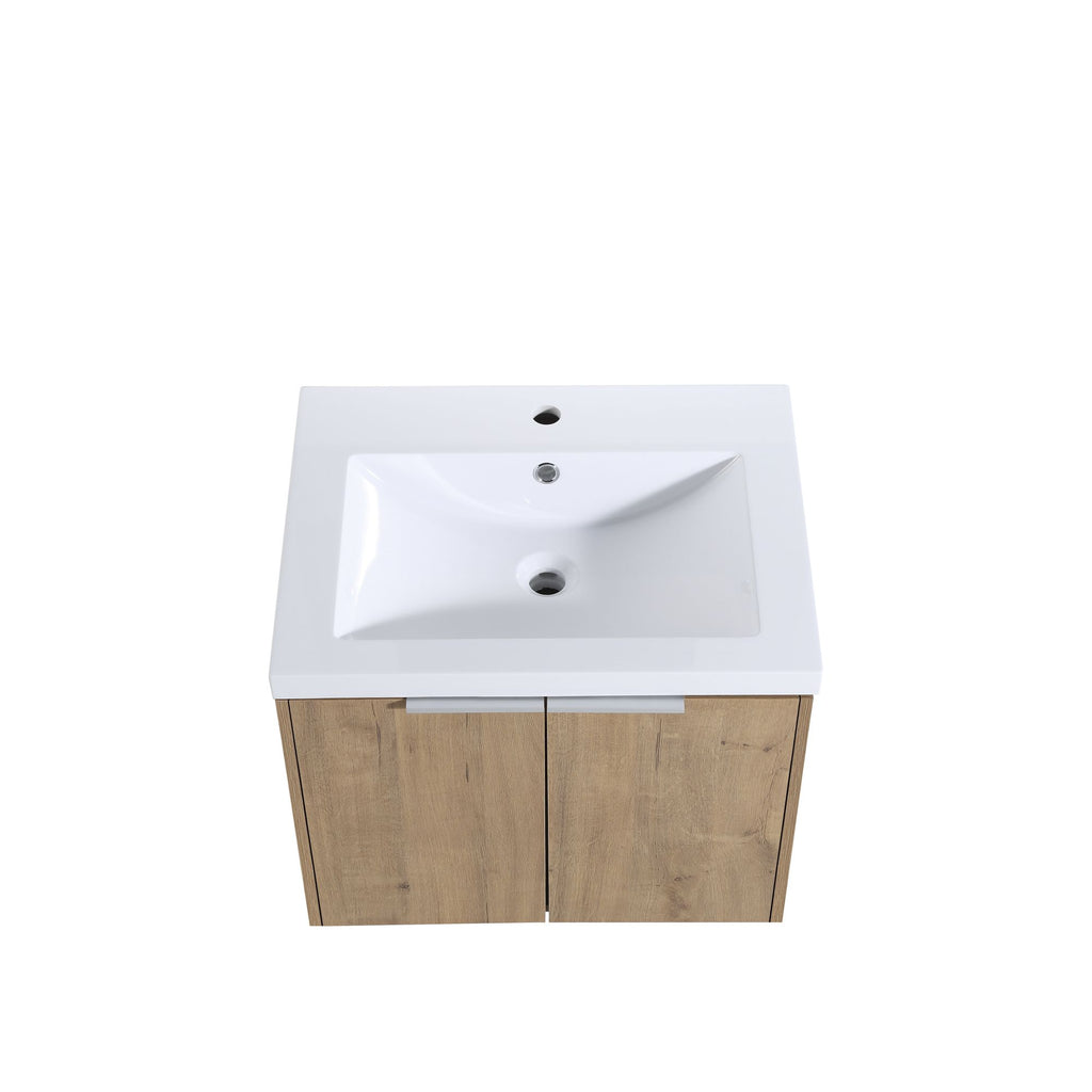 Wall Mounted Bathroom Vanity with Double Door Storage and Sink