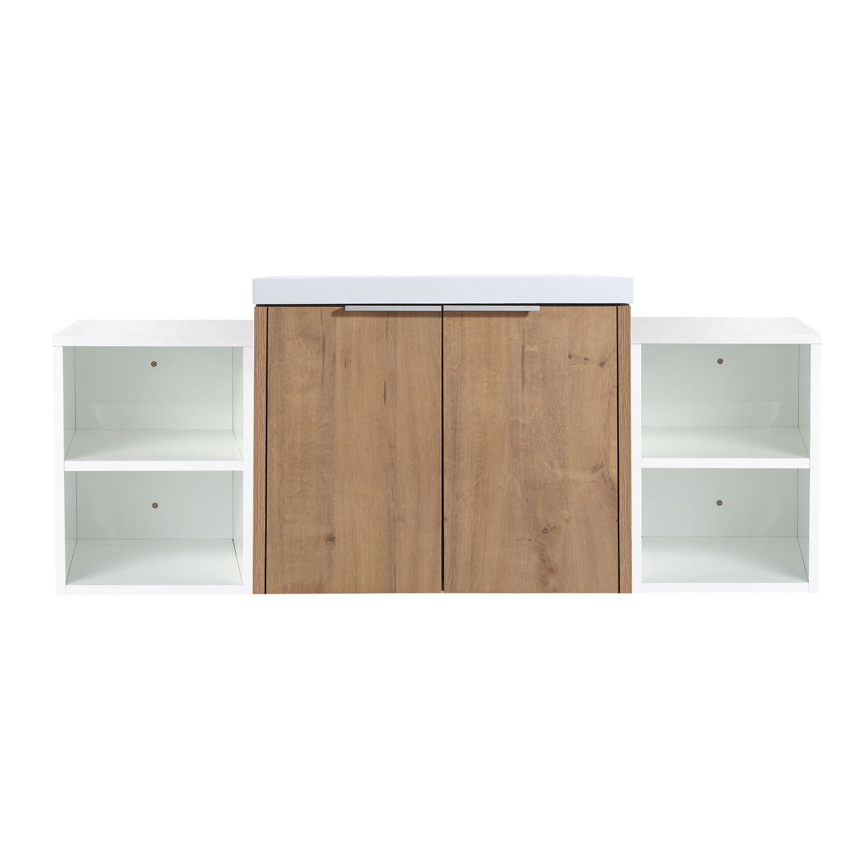 Wall Mounted Bathroom Vanity with Double Door Storage and Sink
