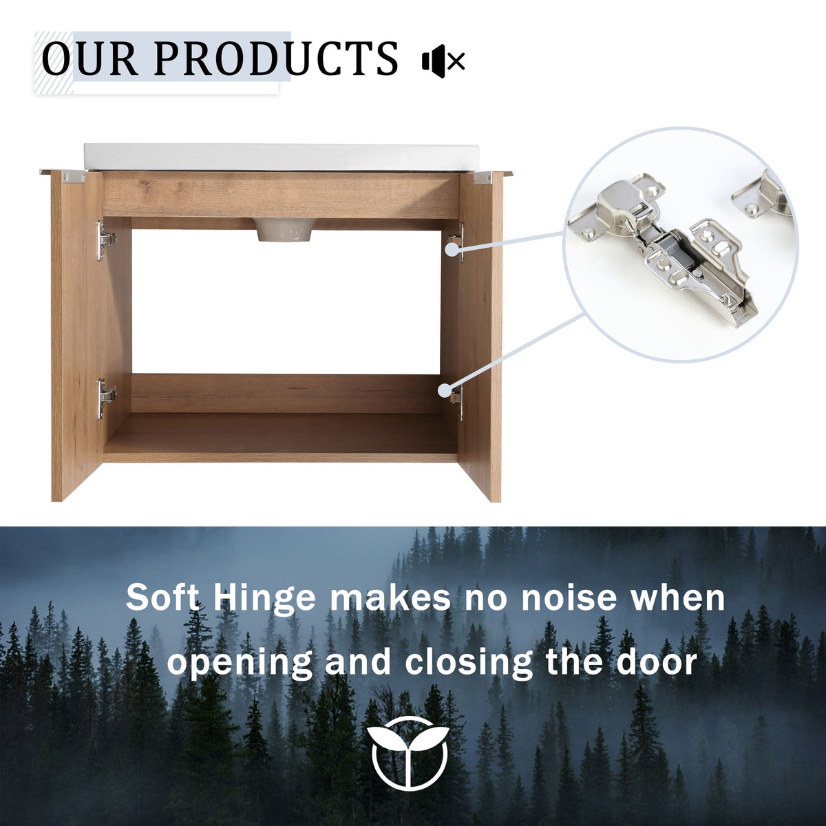 Wall Mounted Bathroom Vanity with Double Door Storage and Sink