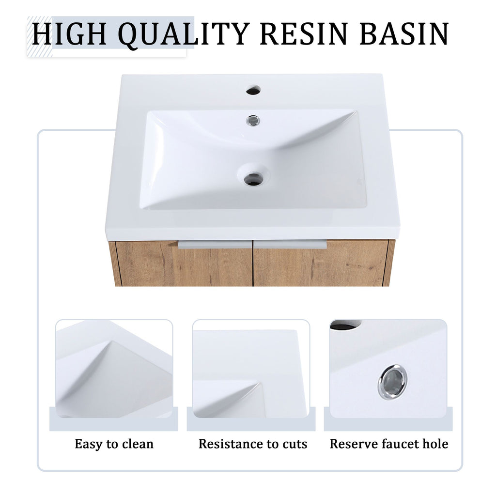 Wall Mounted Bathroom Vanity with Double Door Storage and Sink