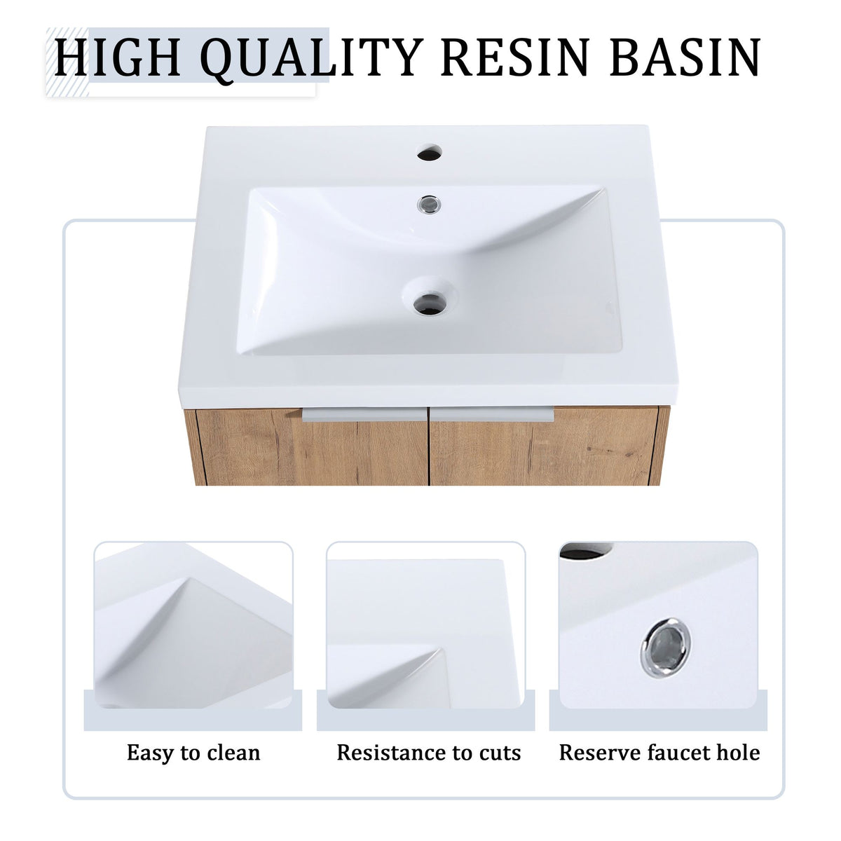 Wall Mounted Bathroom Vanity with Double Door Storage and Sink