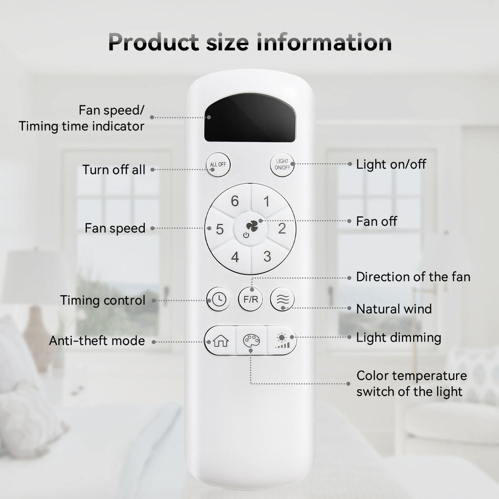 48- Solid Wood Ceiling Fan with Dimmable Light and Remote Control